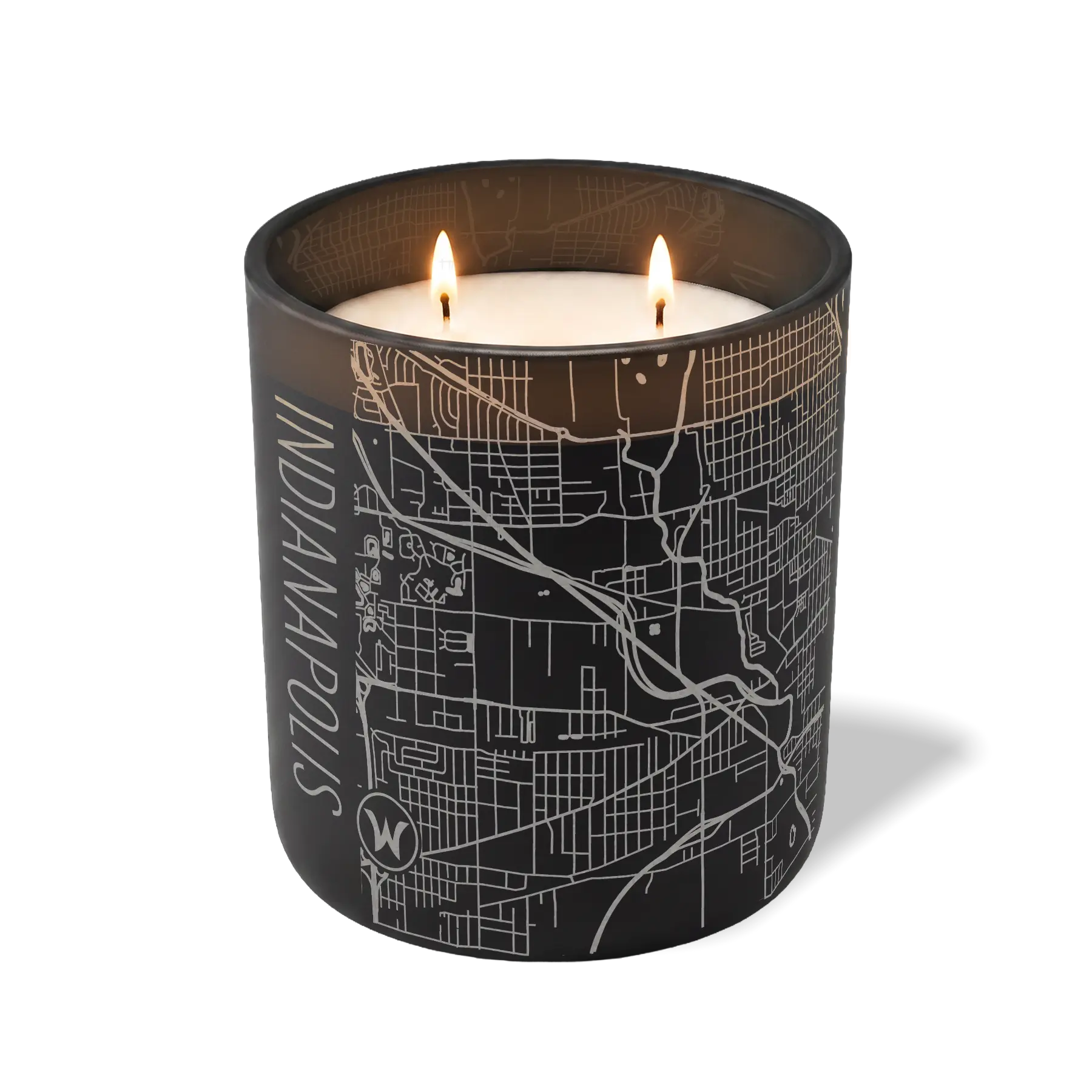 Wild Journey Custom Etched Indianapolis Map 12 oz Studio Series Candle in Black
