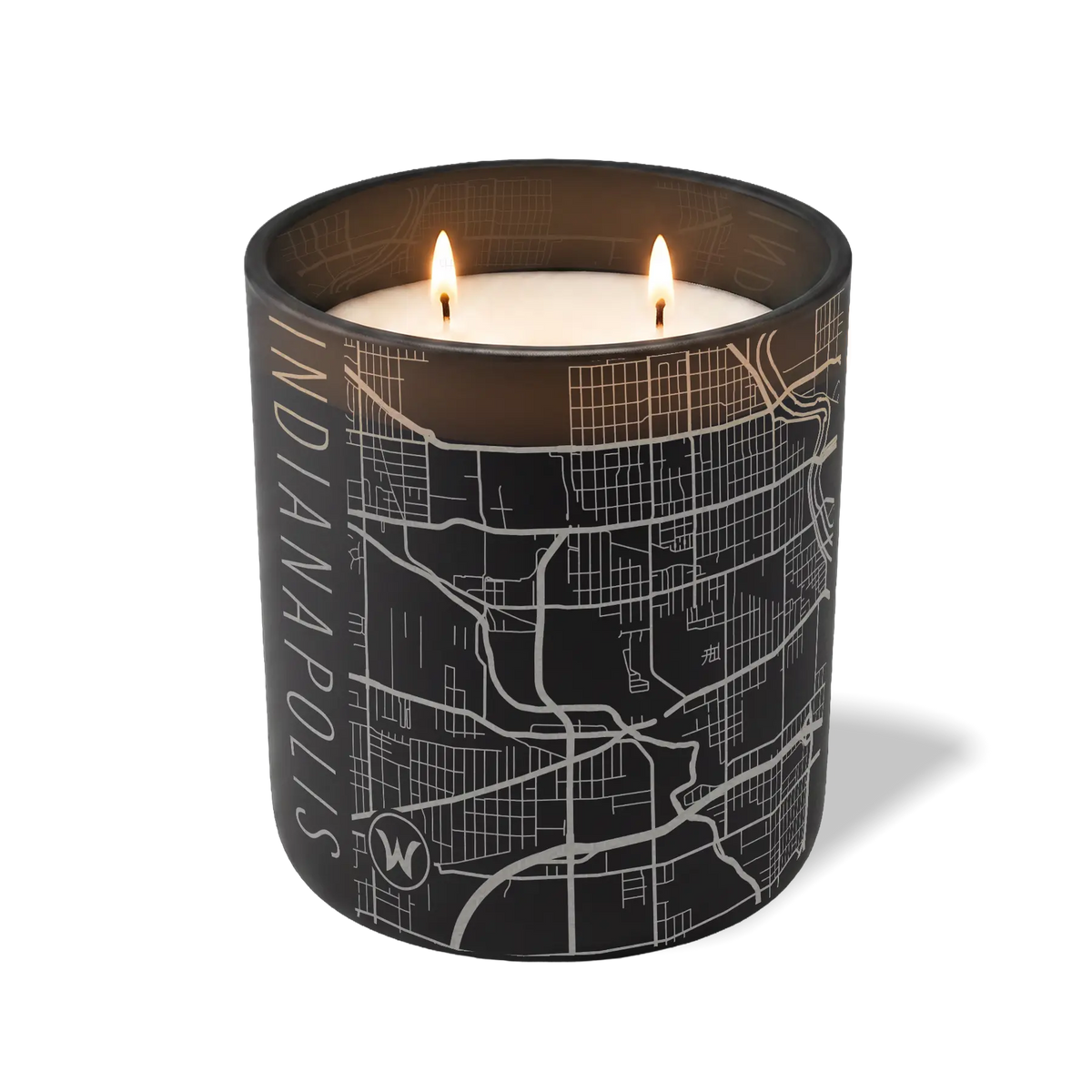 Wild Journey Custom Etched Indianapolis Map 12 oz Studio Series Candle in Black