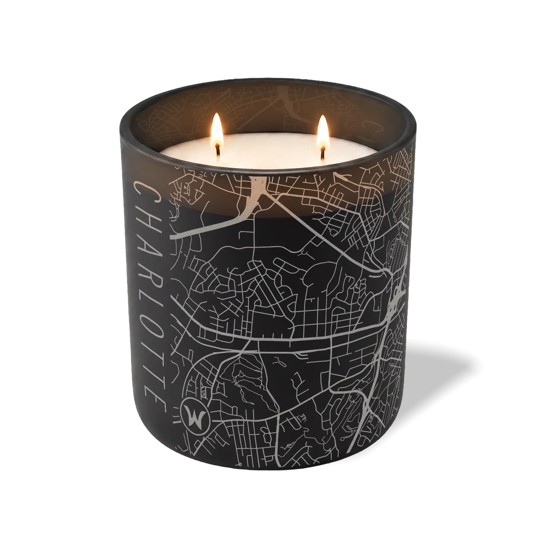Wild Journey Custom Etched Charlotte Map 12 oz Studio Series Candle in Black