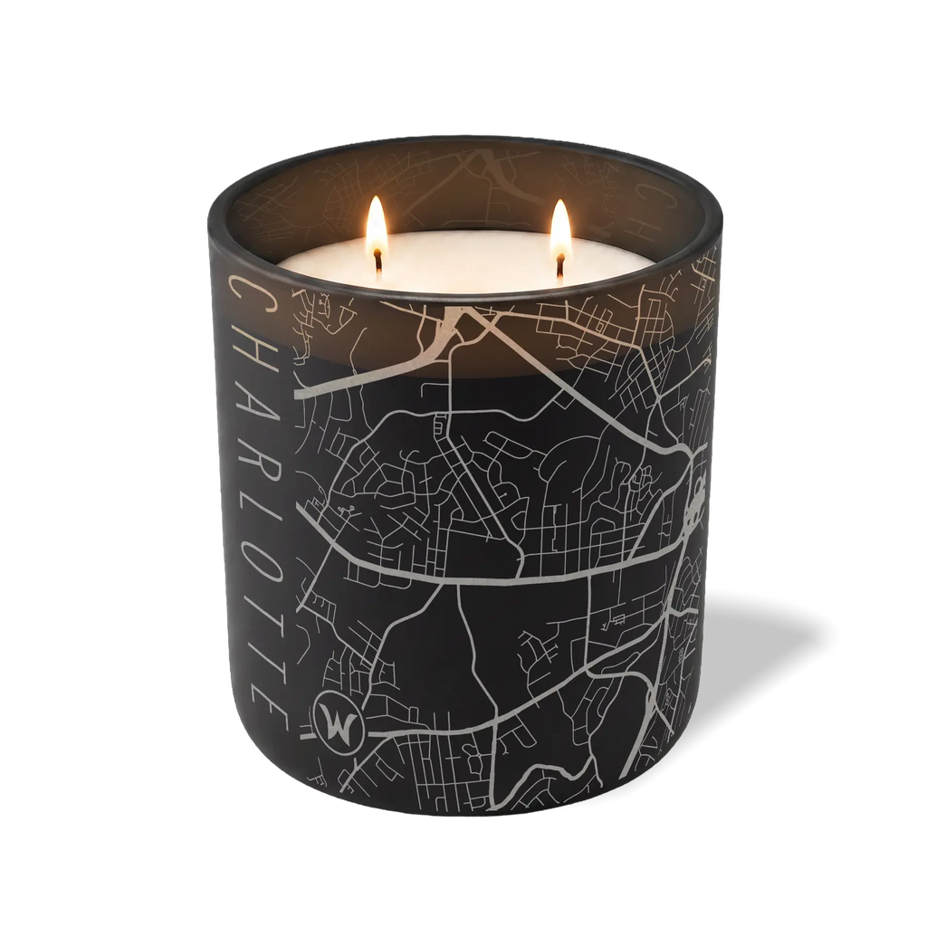 Wild Journey Custom Etched Charlotte Map 12 oz Studio Series Candle in Black
