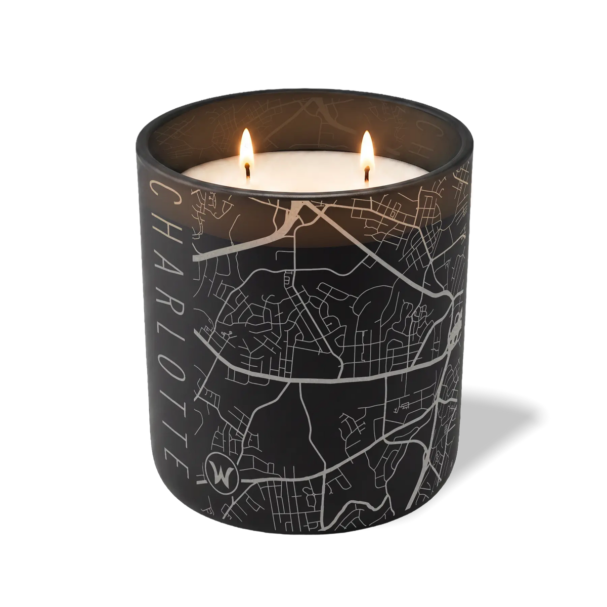 Wild Journey Custom Etched Charlotte Map 12 oz Studio Series Candle in Black