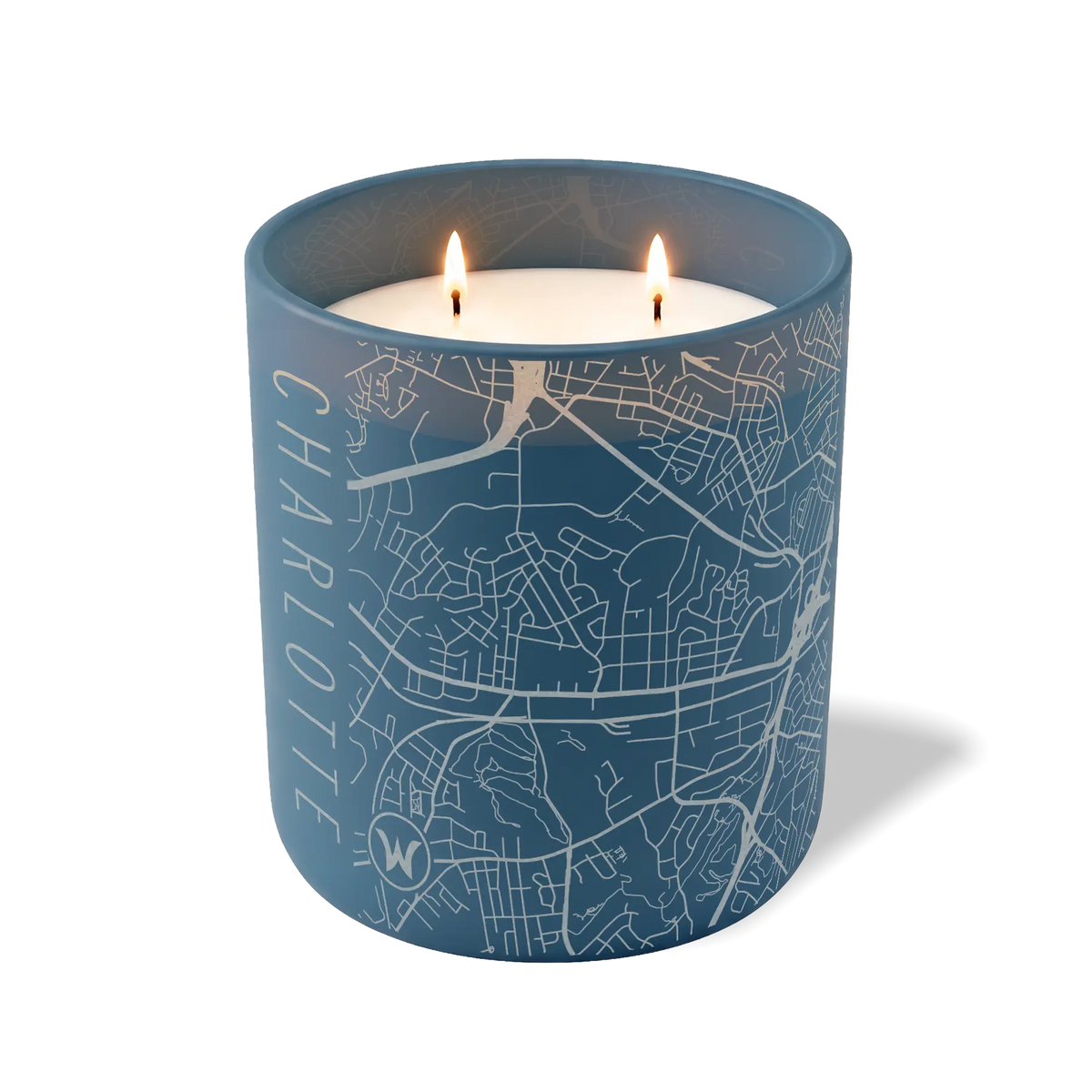 Wild Journey Custom Etched Charlotte Map 12 oz Studio Series Candle in Cobalt