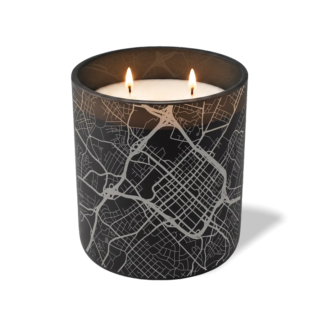 Wild Journey Custom Etched Charlotte Map 12 oz Studio Series Candle in Black