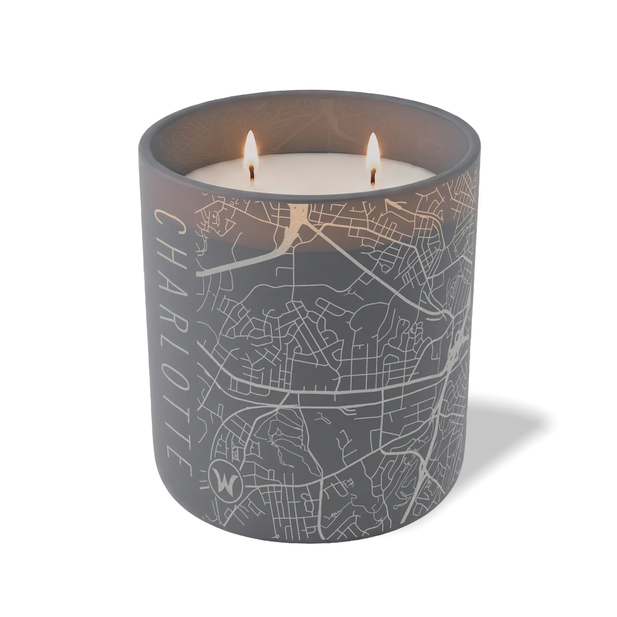 Wild Journey Custom Etched Charlotte Map 12 oz Studio Series Candle in Graphite