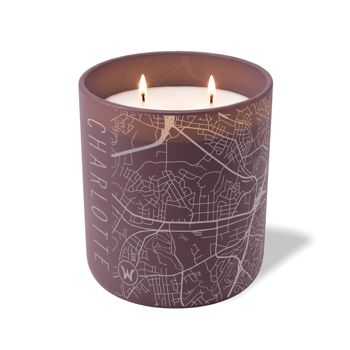 Wild Journey Custom Etched Charlotte Map 12 oz Studio Series Candle in Velvet Plum