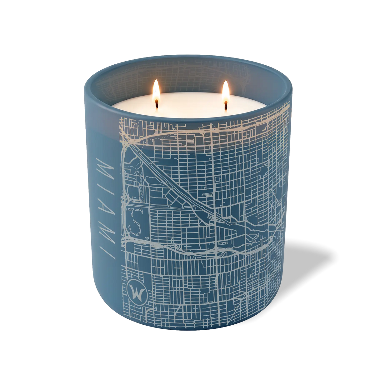 Wild Journey Custom Etched Miami Map 12 oz Studio Series Candle in Cobalt