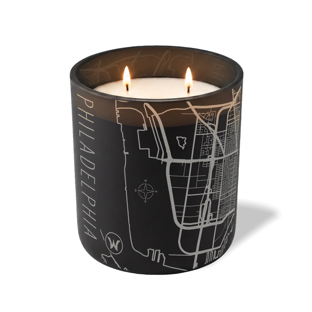 Wild Journey Custom Etched Philadelphia Map 12 oz Studio Series Candle in Black