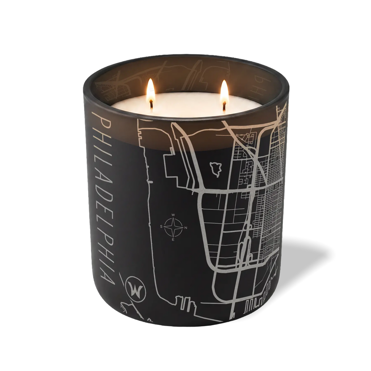 Wild Journey Custom Etched Philadelphia Map 12 oz Studio Series Candle in Black