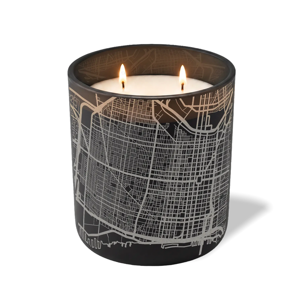 Wild Journey Custom Etched Philadelphia Map 12 oz Studio Series Candle in Black