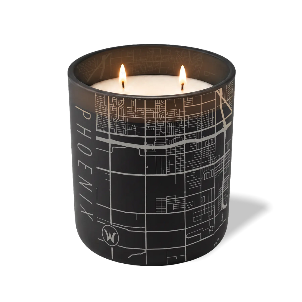 Wild Journey Custom Etched Phoenix Map 12 oz Studio Series Candle in Black