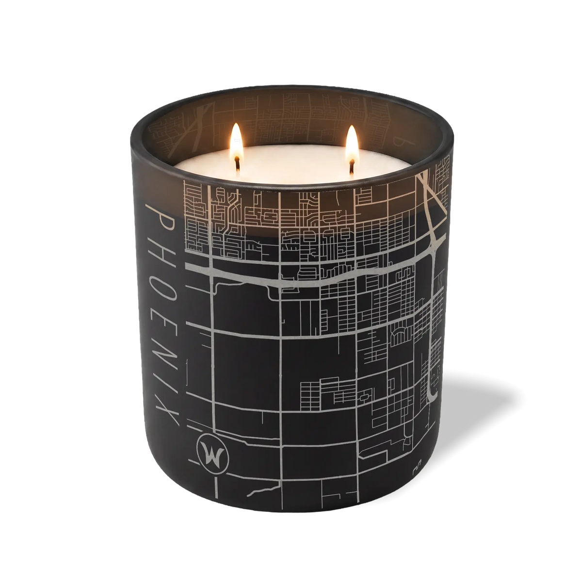 Wild Journey Custom Etched Phoenix Map 12 oz Studio Series Candle in Black