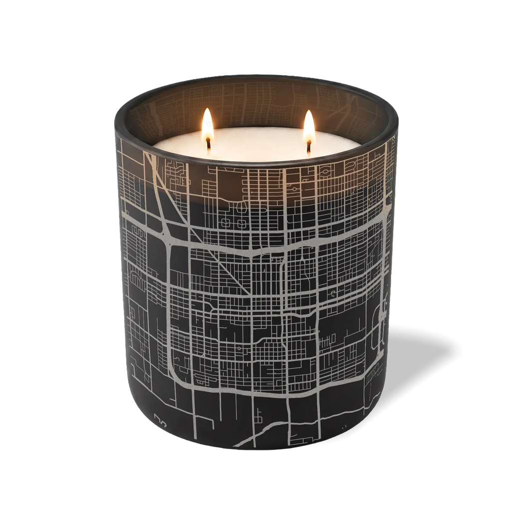 Wild Journey Custom Etched Phoenix Map 12 oz Studio Series Candle in Black