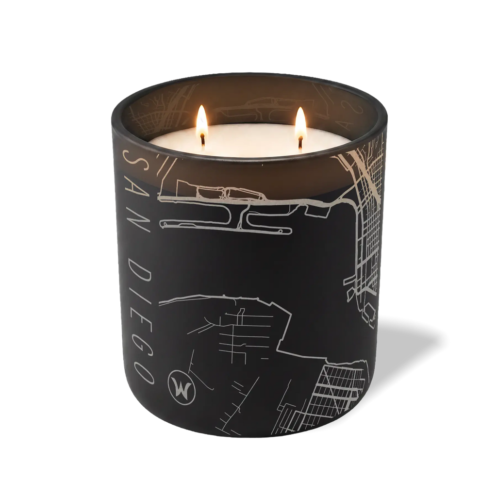 Wild Journey Custom Etched San Diego Map 12 oz Studio Series Candle in Black