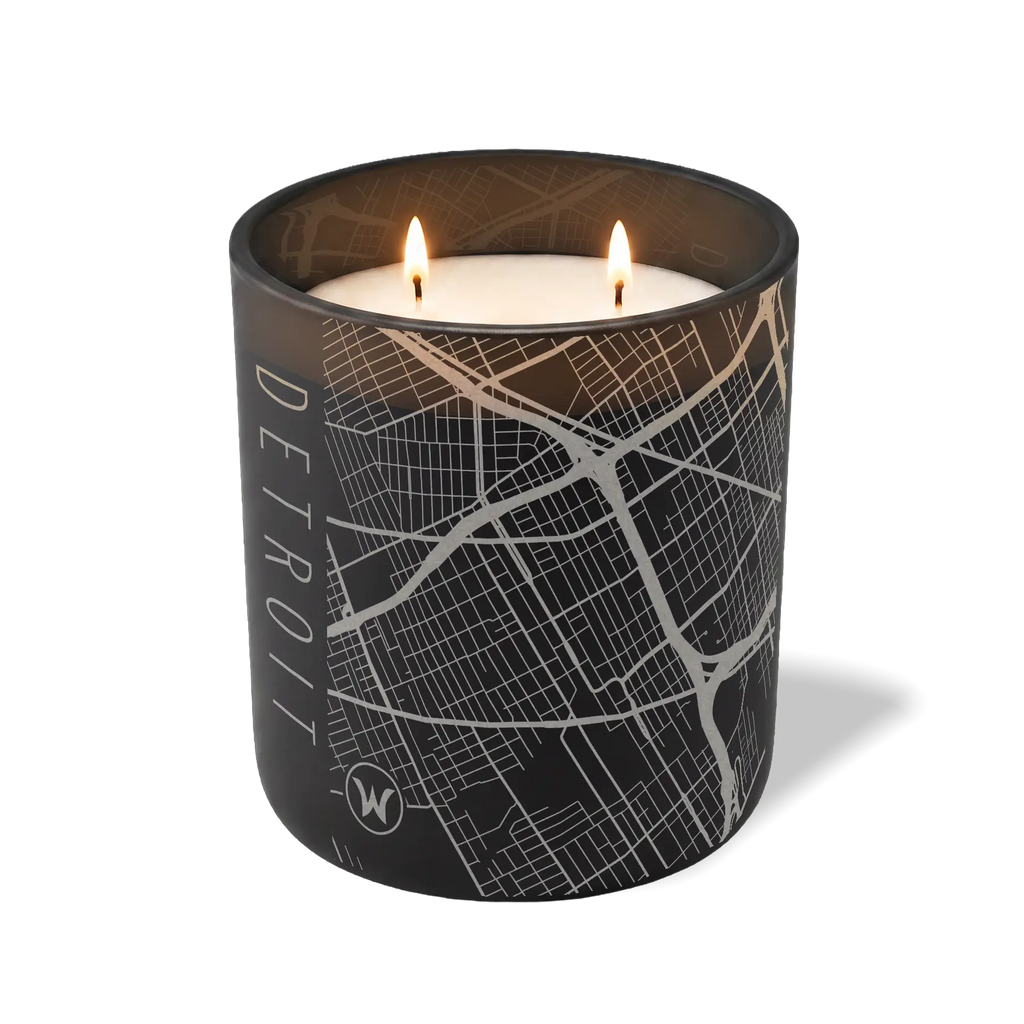 Wild Journey Custom Etched Detroit Map 12 oz Studio Series Candle in Black