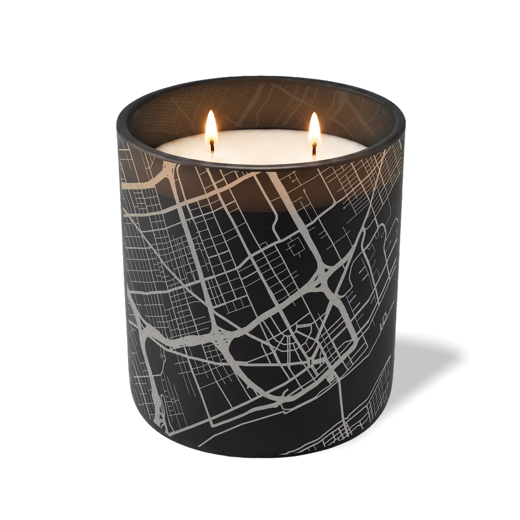 Wild Journey Custom Etched Detroit Map 12 oz Studio Series Candle in Black
