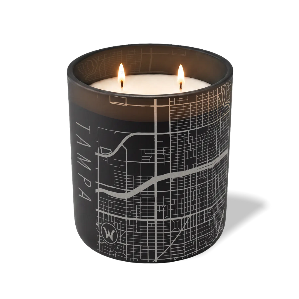 Wild Journey Custom Etched Tampa Map 12 oz Studio Series Candle in Black