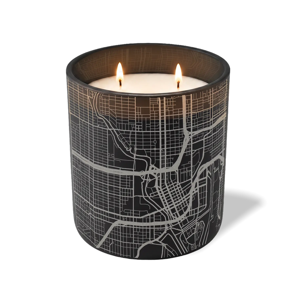 Wild Journey Custom Etched Tampa Map 12 oz Studio Series Candle in Black