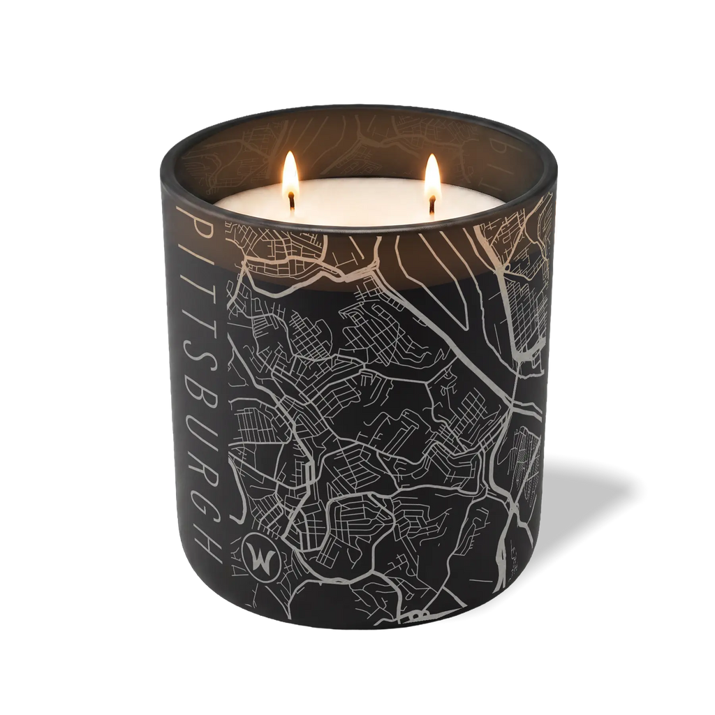 Wild Journey Custom Etched Pittsburgh Map 12 oz Studio Series Candle in Black