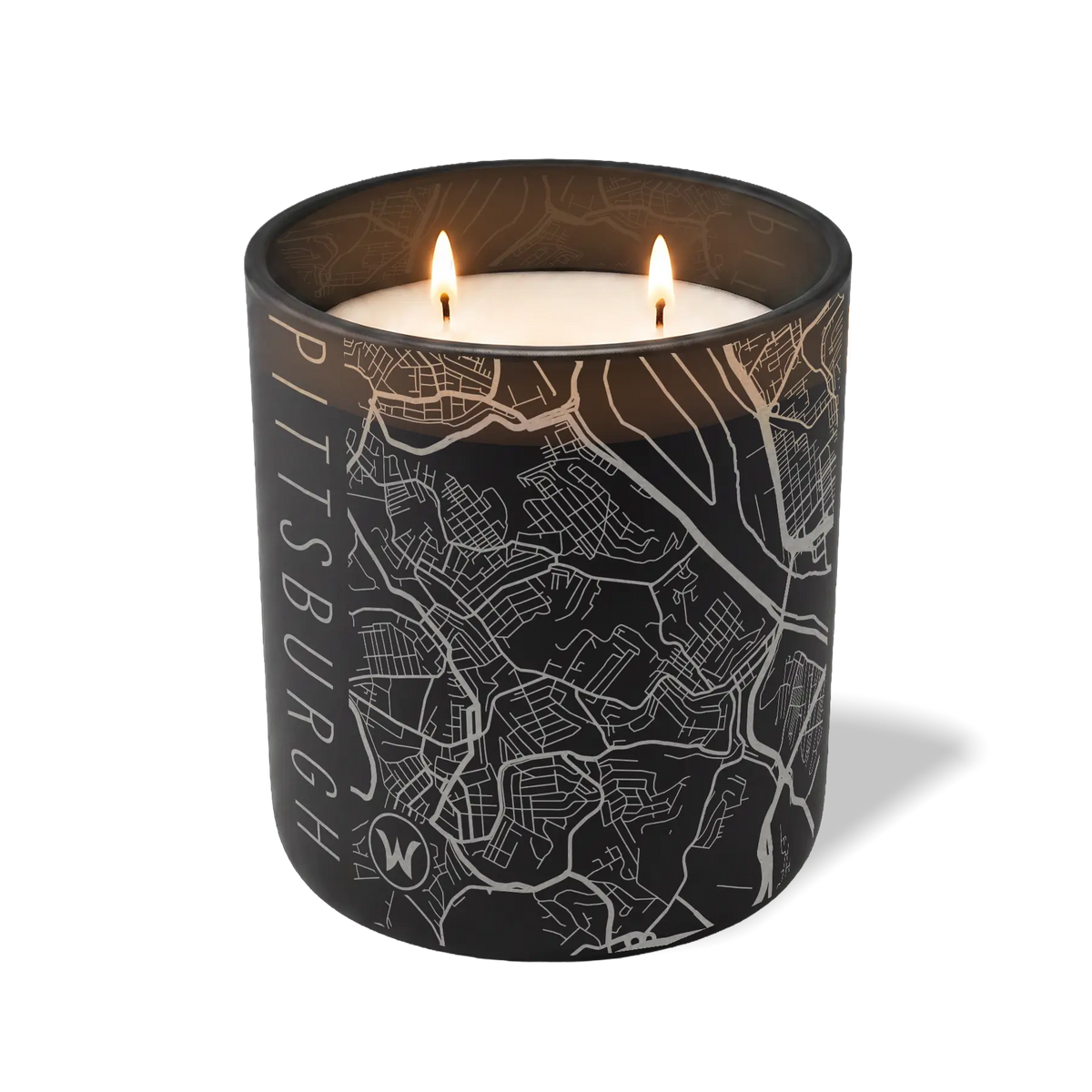 Wild Journey Custom Etched Pittsburgh Map 12 oz Studio Series Candle in Black