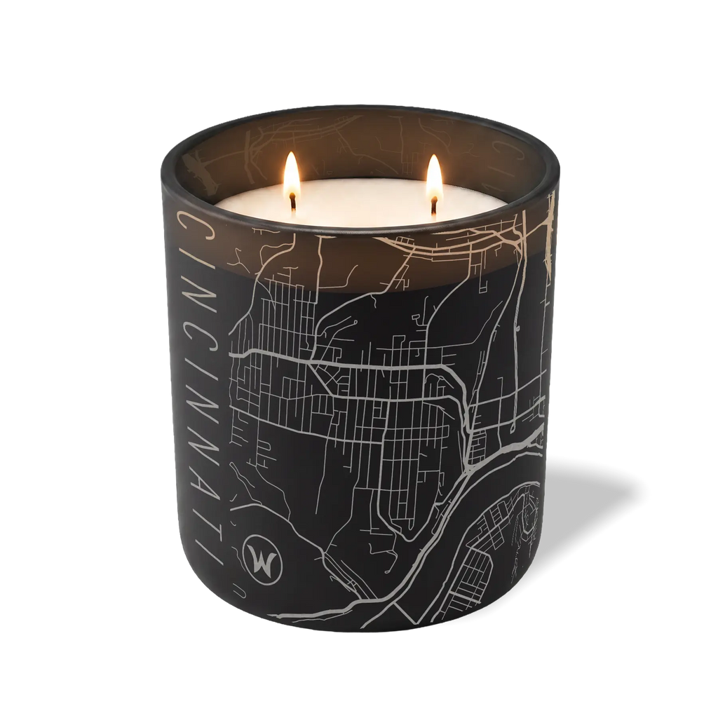 Wild Journey Custom Etched Cincinnati Map 12 oz Studio Series Candle in Black