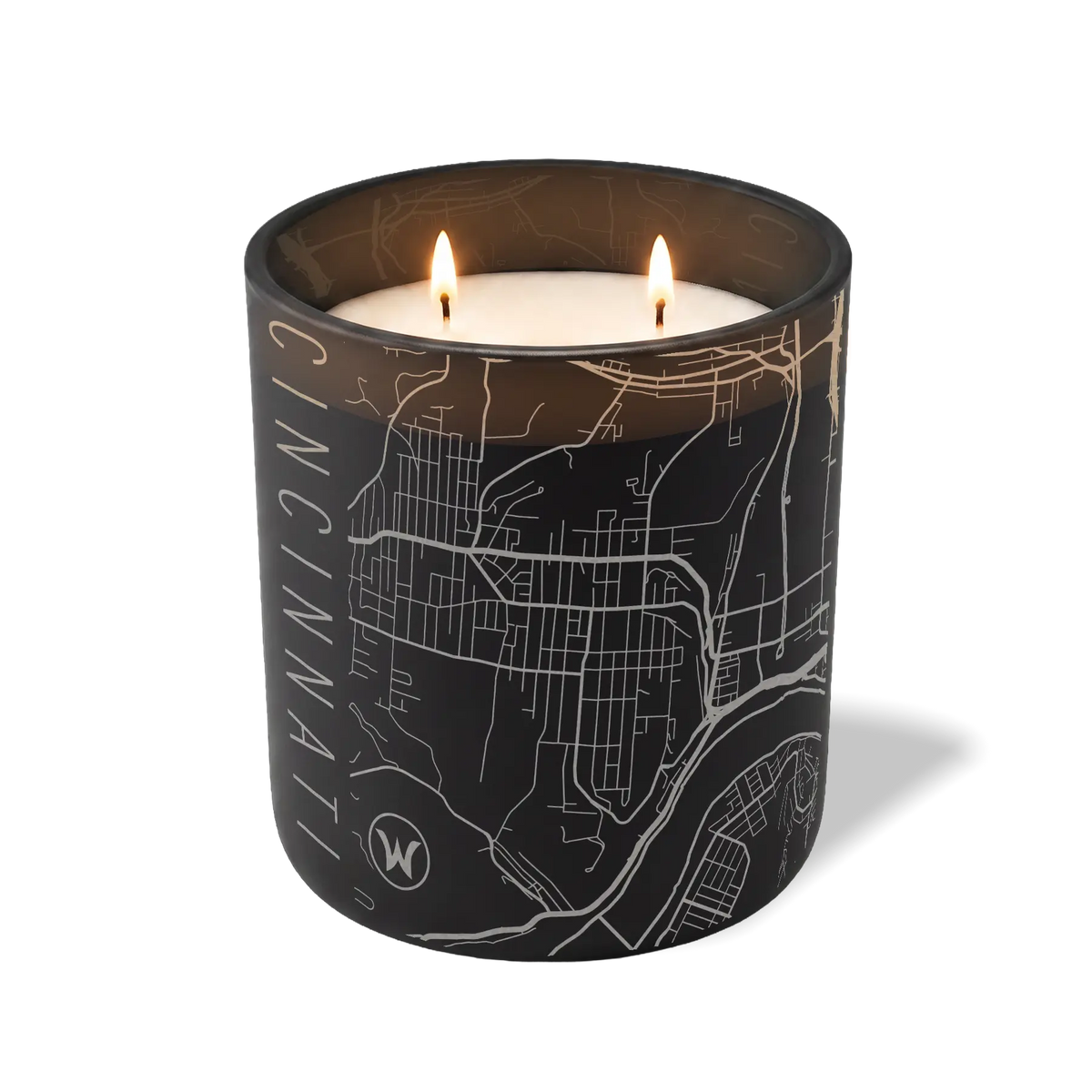 Wild Journey Custom Etched Cincinnati Map 12 oz Studio Series Candle in Black