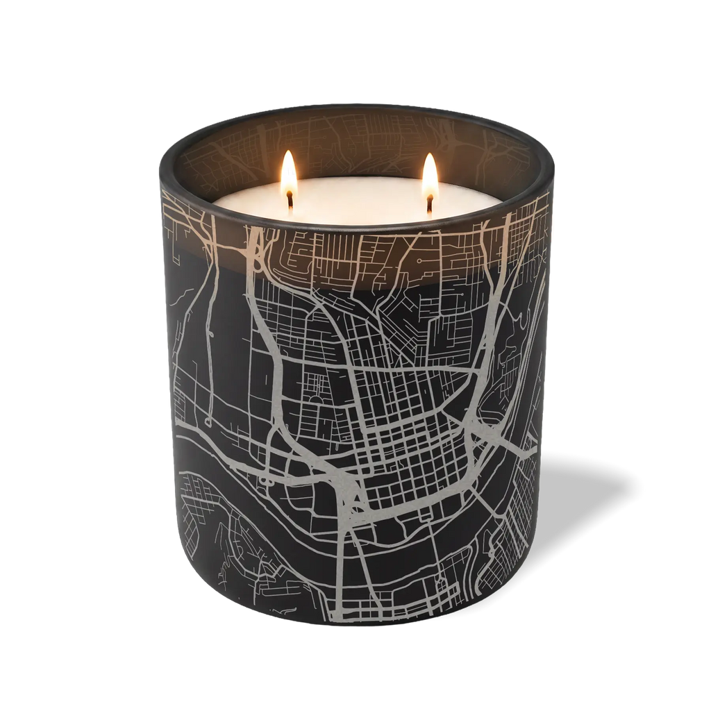 Wild Journey Custom Etched Cincinnati Map 12 oz Studio Series Candle in Black