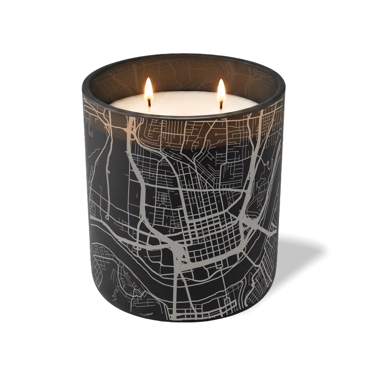 Wild Journey Custom Etched Cincinnati Map 12 oz Studio Series Candle in Black