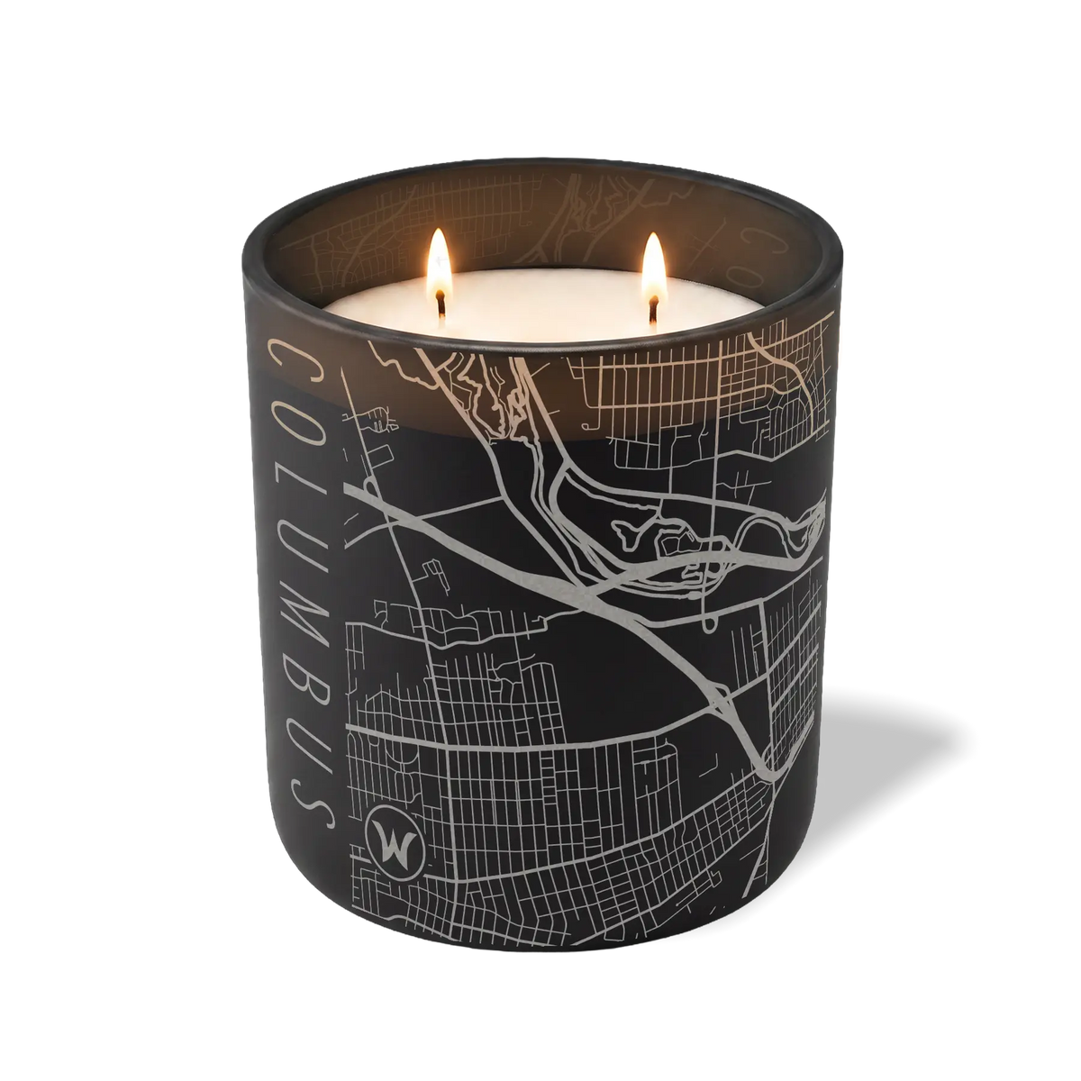 Wild Journey Custom Etched Columbus Map 12 oz Studio Series Candle in Black