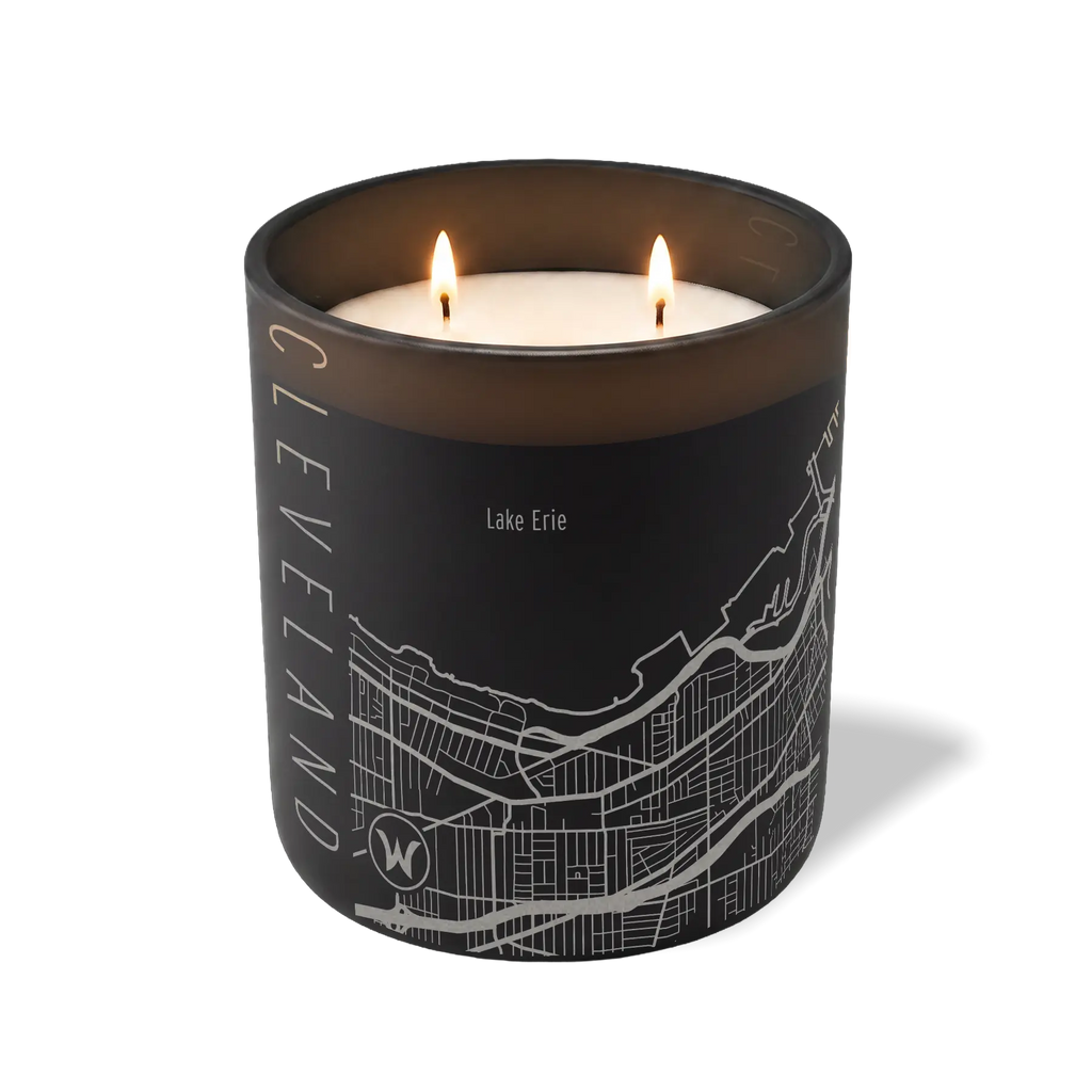 Wild Journey Custom Etched Cleveland Map 12 oz Studio Series Candle in Black