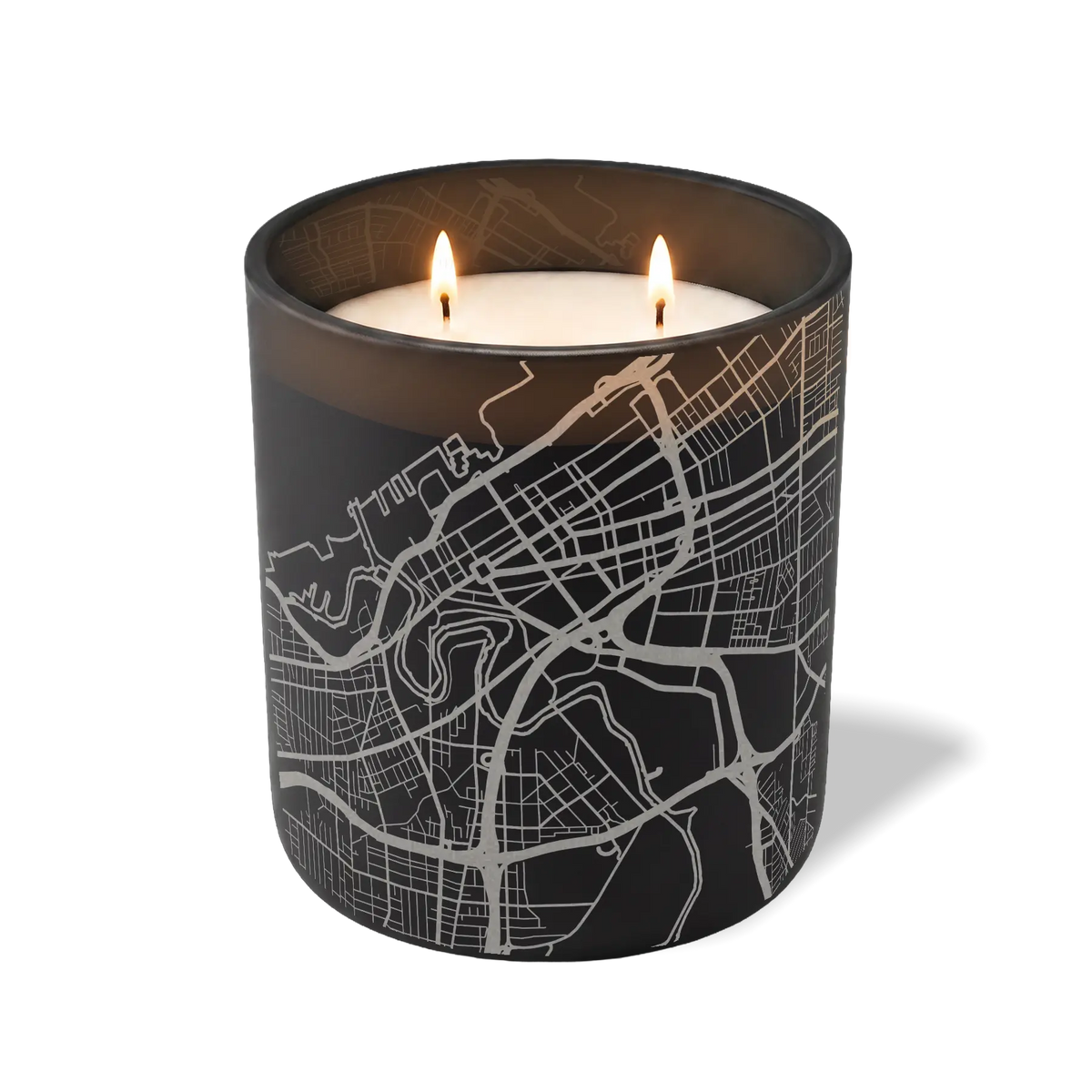 Wild Journey Custom Etched Cleveland Map 12 oz Studio Series Candle in Black