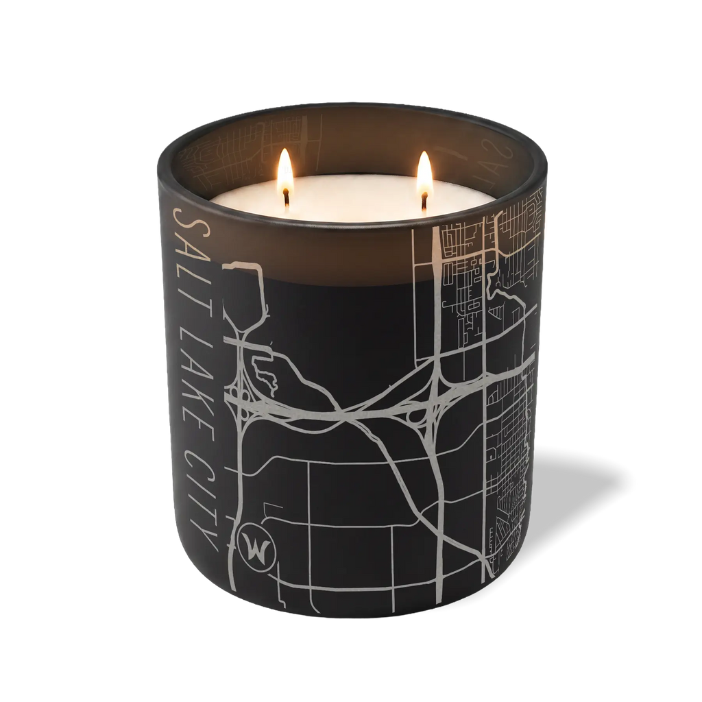 Wild Journey Custom Etched Salt Lake City Map 12 oz Studio Series Candle in Black