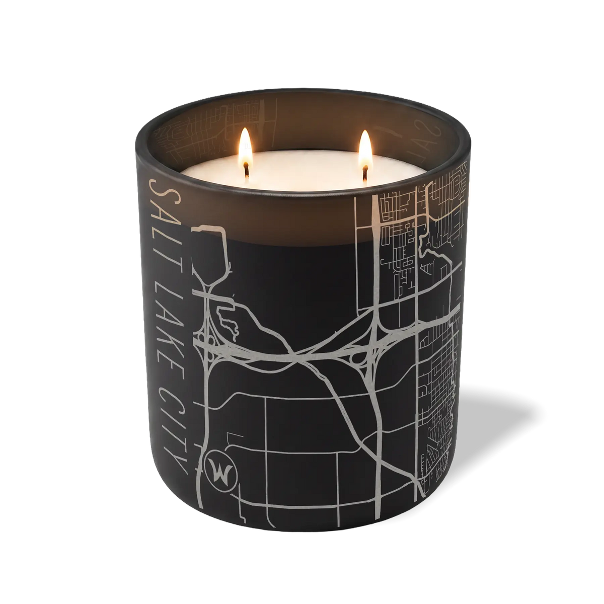 Wild Journey Custom Etched Salt Lake City Map 12 oz Studio Series Candle in Black
