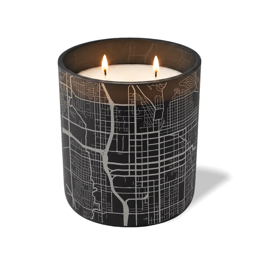 Wild Journey Custom Etched Salt Lake City Map 12 oz Studio Series Candle in Black