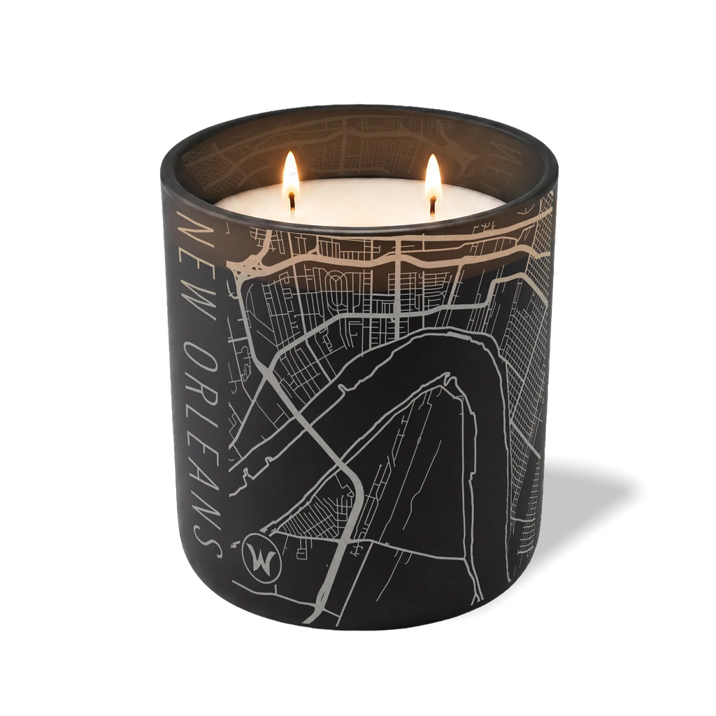Wild Journey Custom Etched New Orleans Map 12 oz Studio Series Candle in Black