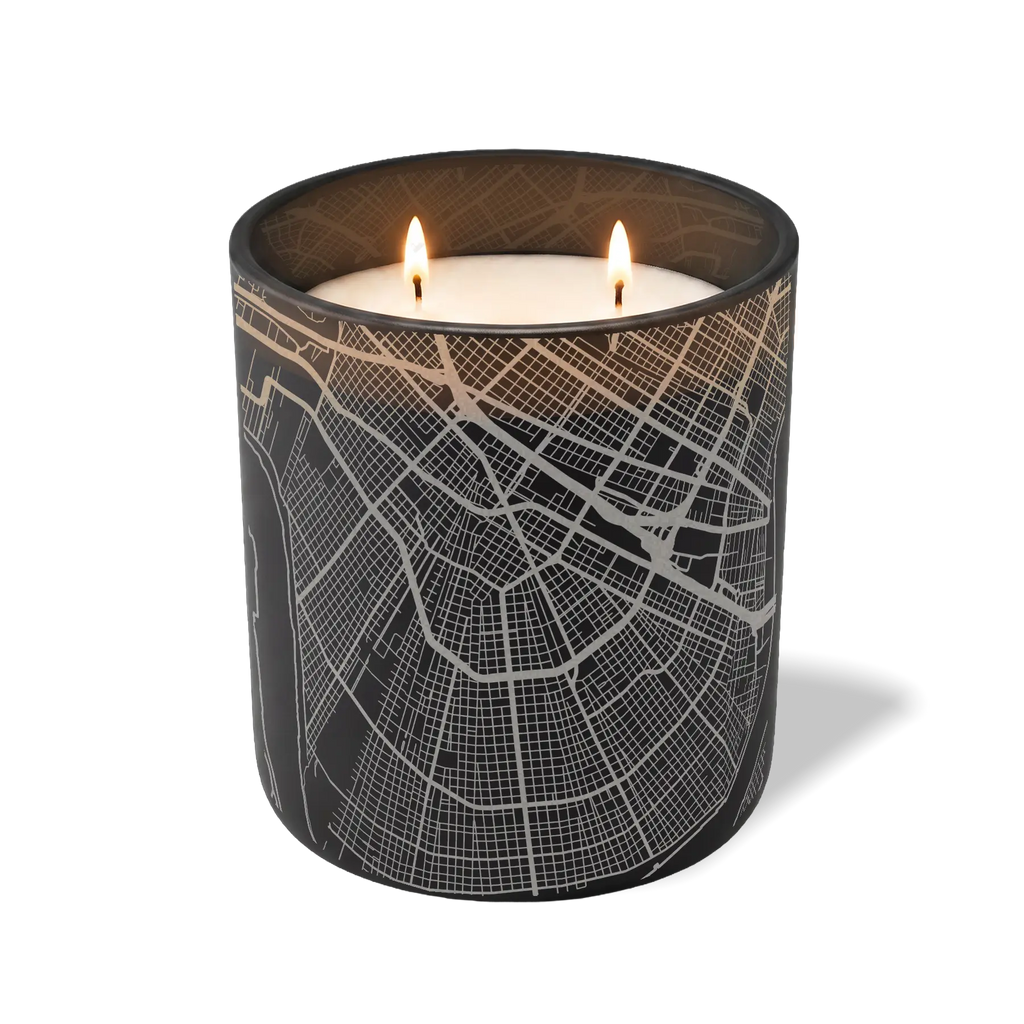 Wild Journey Custom Etched New Orleans Map 12 oz Studio Series Candle in Black