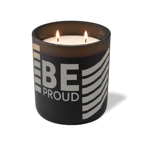 Wild Journey Custom Etched Be Proud Wavy 12 oz Studio Series Candle in Black