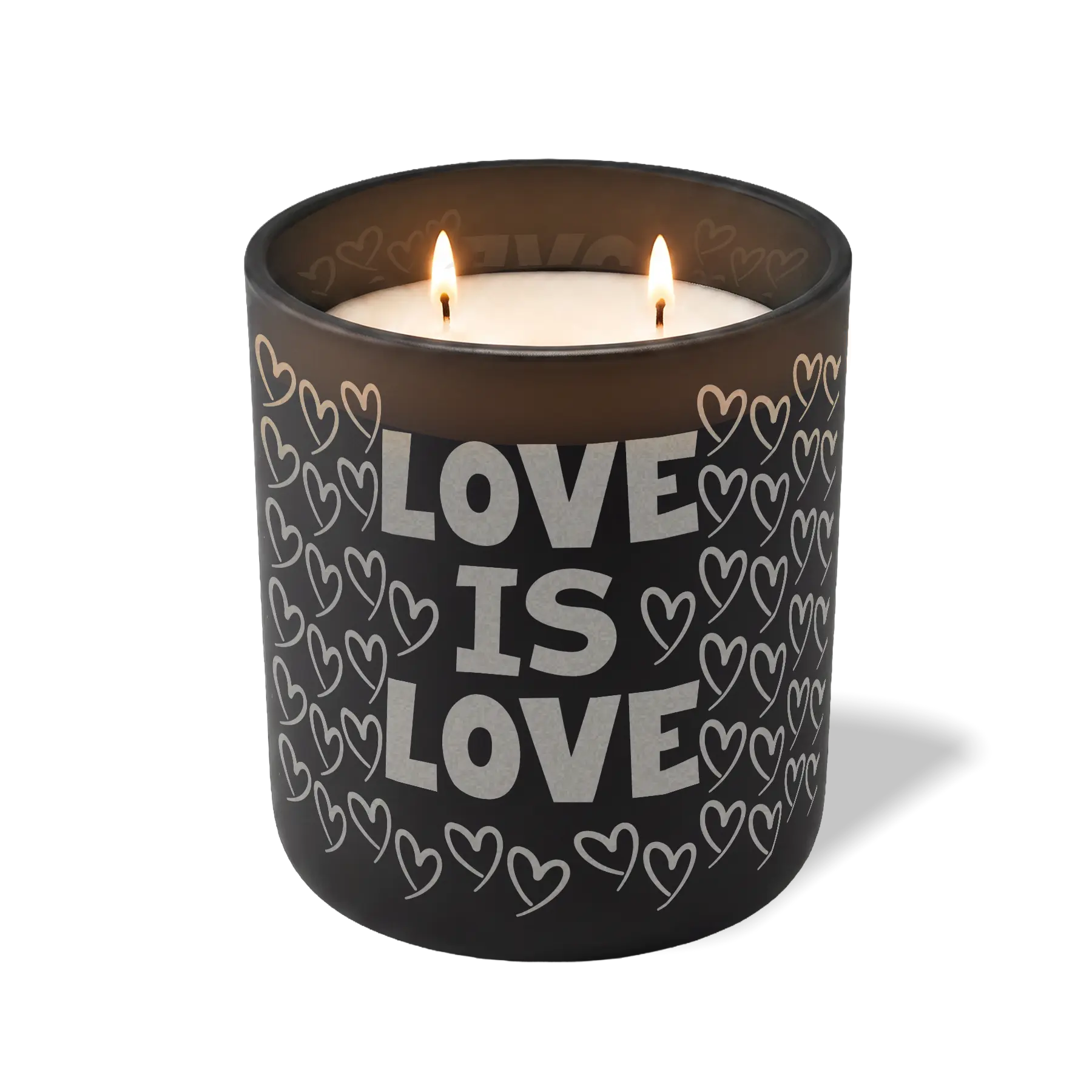 Wild Journey Custom Etched Love is Love Hearts 12 oz Studio Series Candle in Black