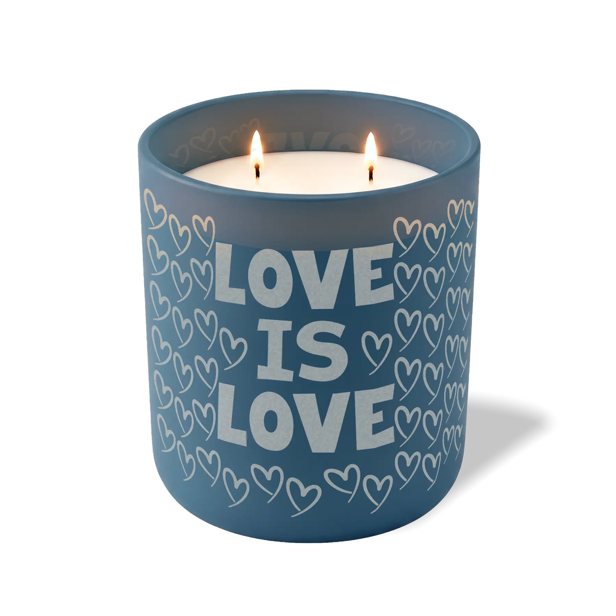 Wild Journey Custom Etched Love is Love Hearts 12 oz Studio Series Candle in Cobalt