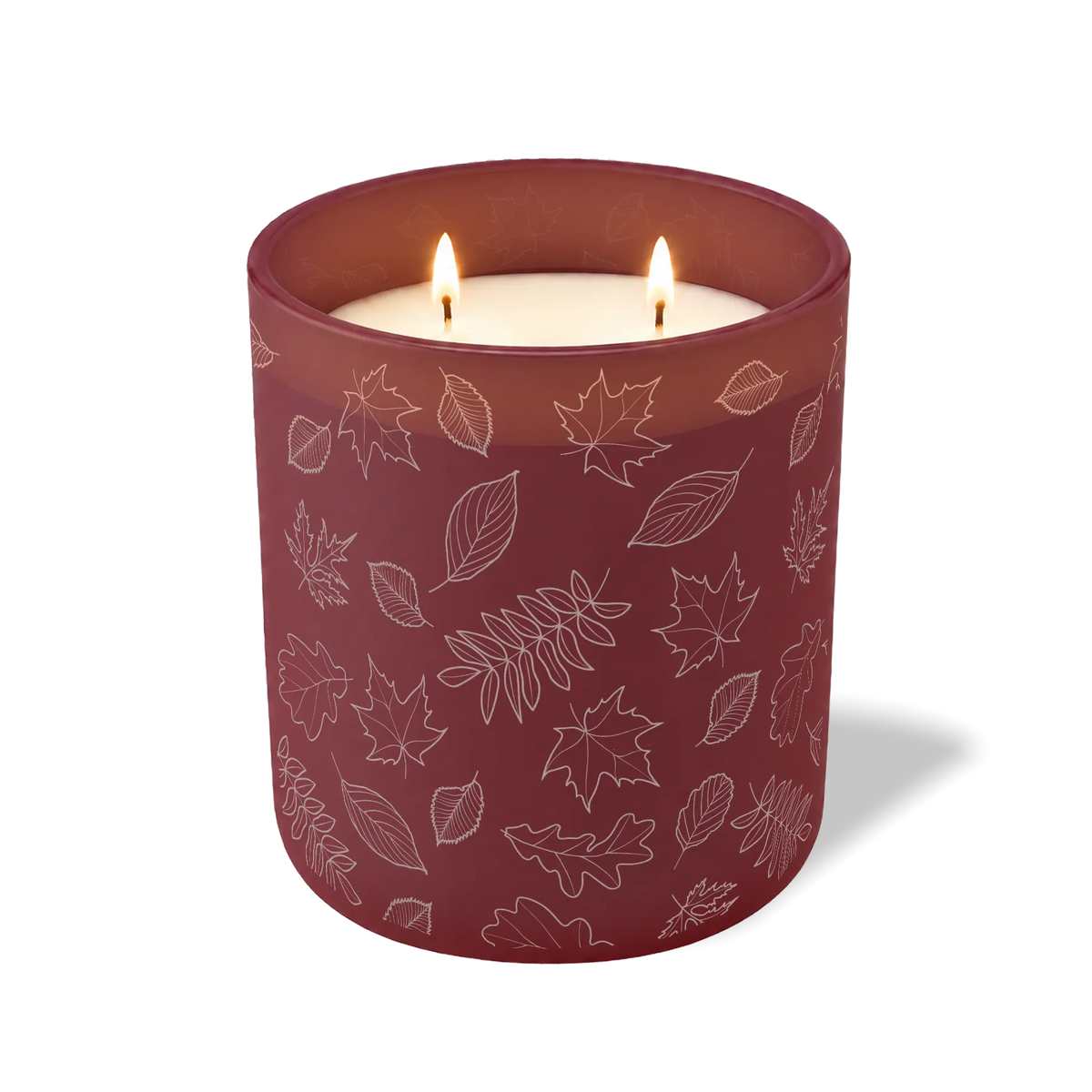Wild Journey Custom Etched Falling Leaves 12 oz Studio Series Candle in Burgundy