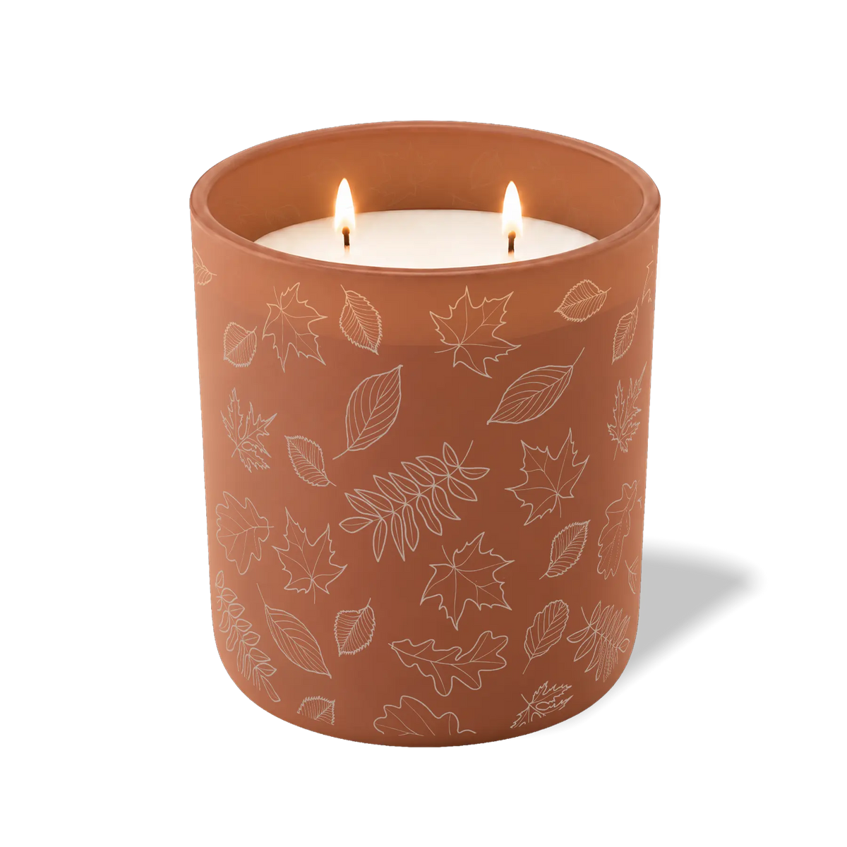 Wild Journey Custom Etched Falling Leaves 12 oz Studio Series Candle in Clay
