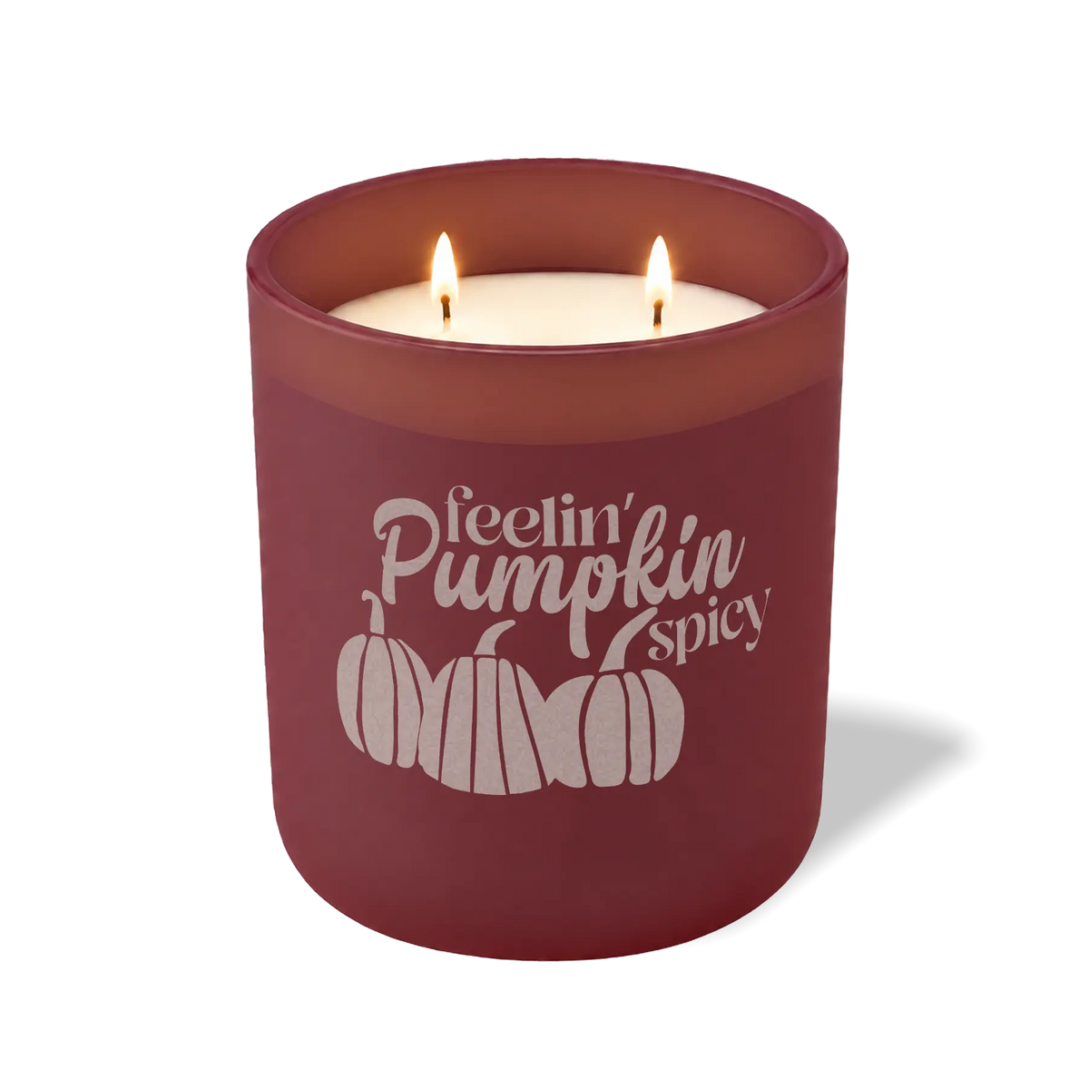 Wild Journey Custom Etched Feeling Pumpkin Spicy 12 oz Studio Series Candle in Burgundy