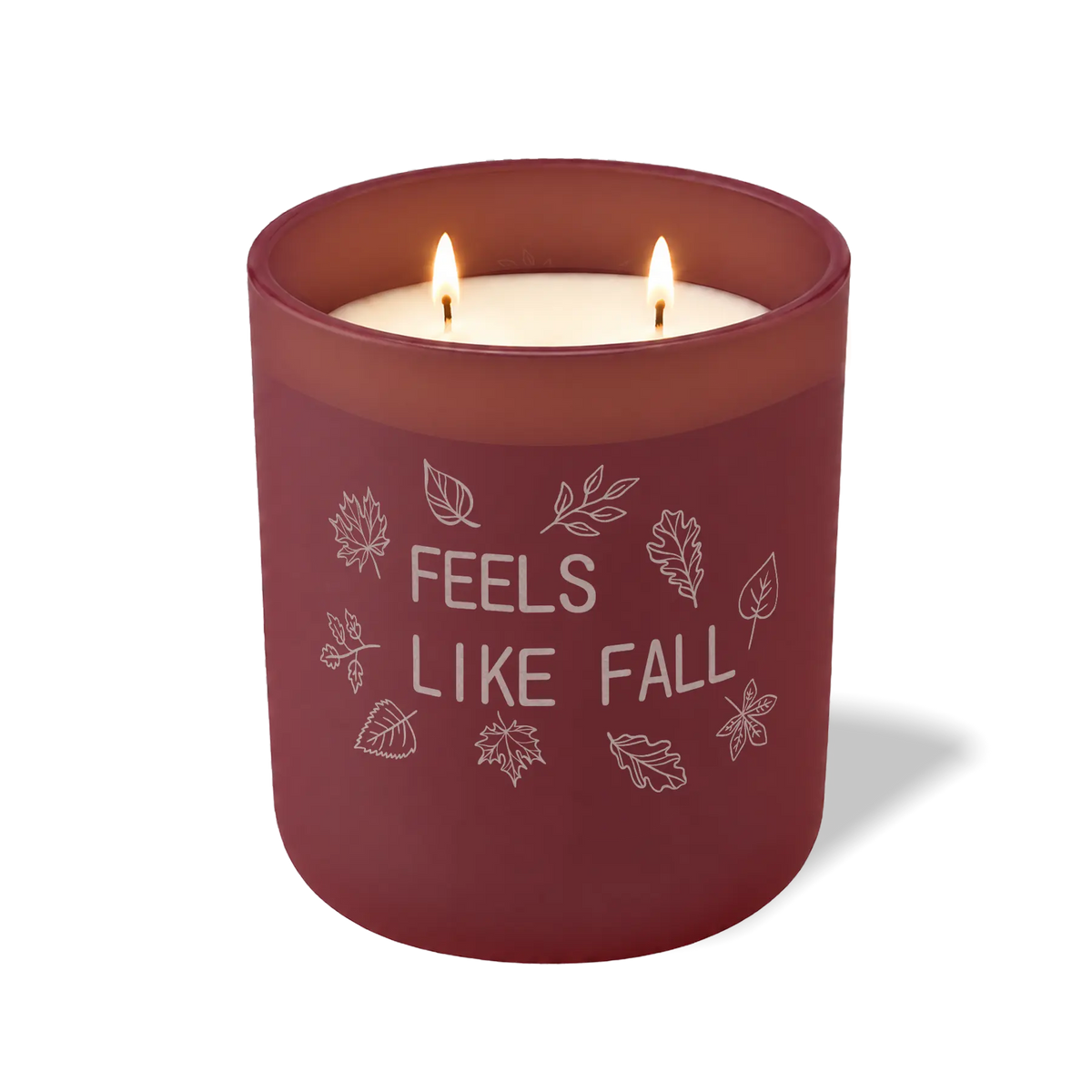 Wild Journey Custom Etched Feels Like Fall 12 oz Studio Series Candle in Burgundy
