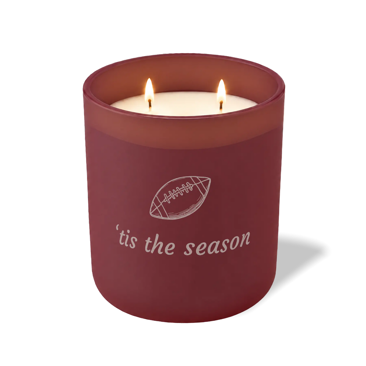 Wild Journey Custom Etched Football tis the season 12 oz Studio Series Candle in Burgundy