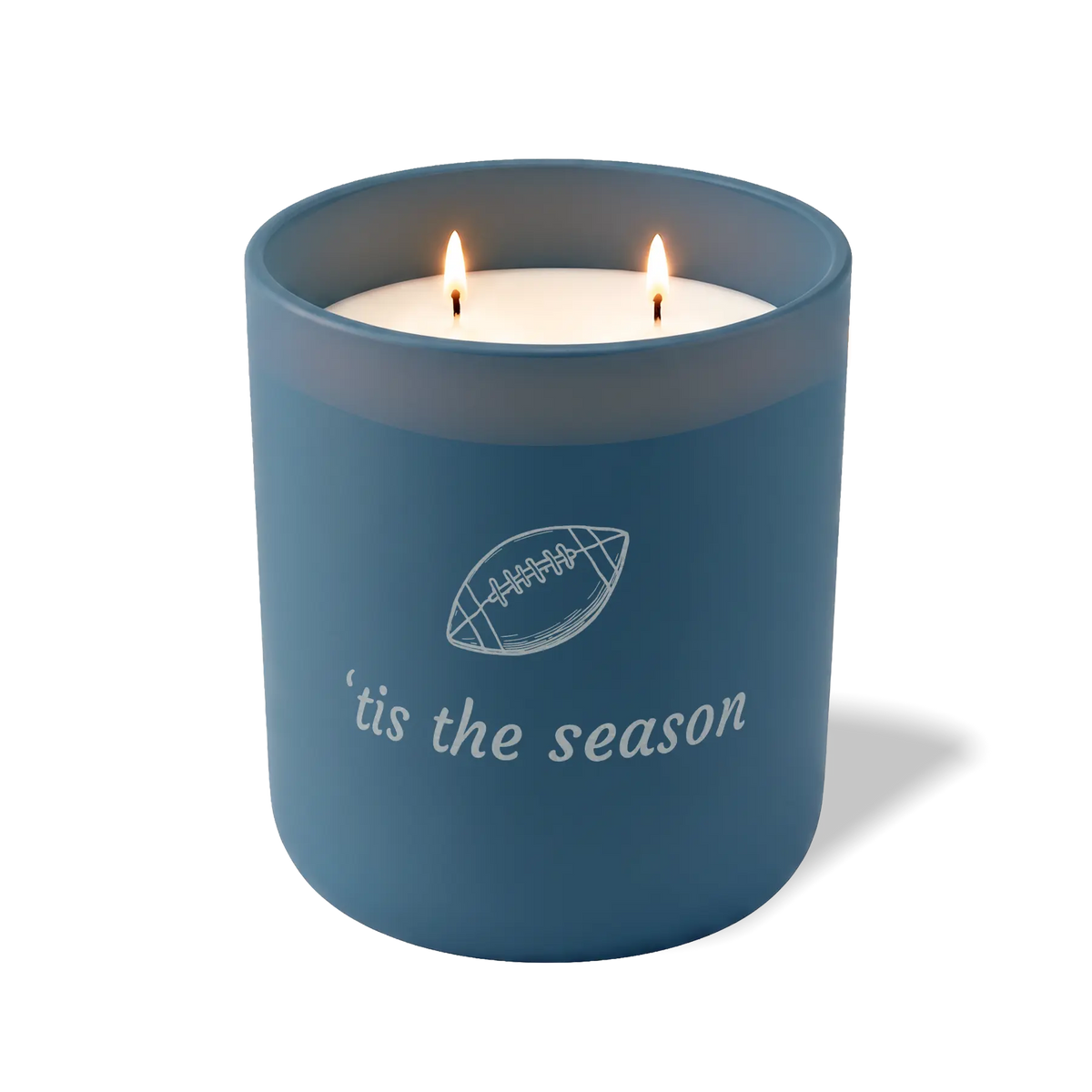 Wild Journey Custom Etched Football tis the season 12 oz Studio Series Candle in Cobalt