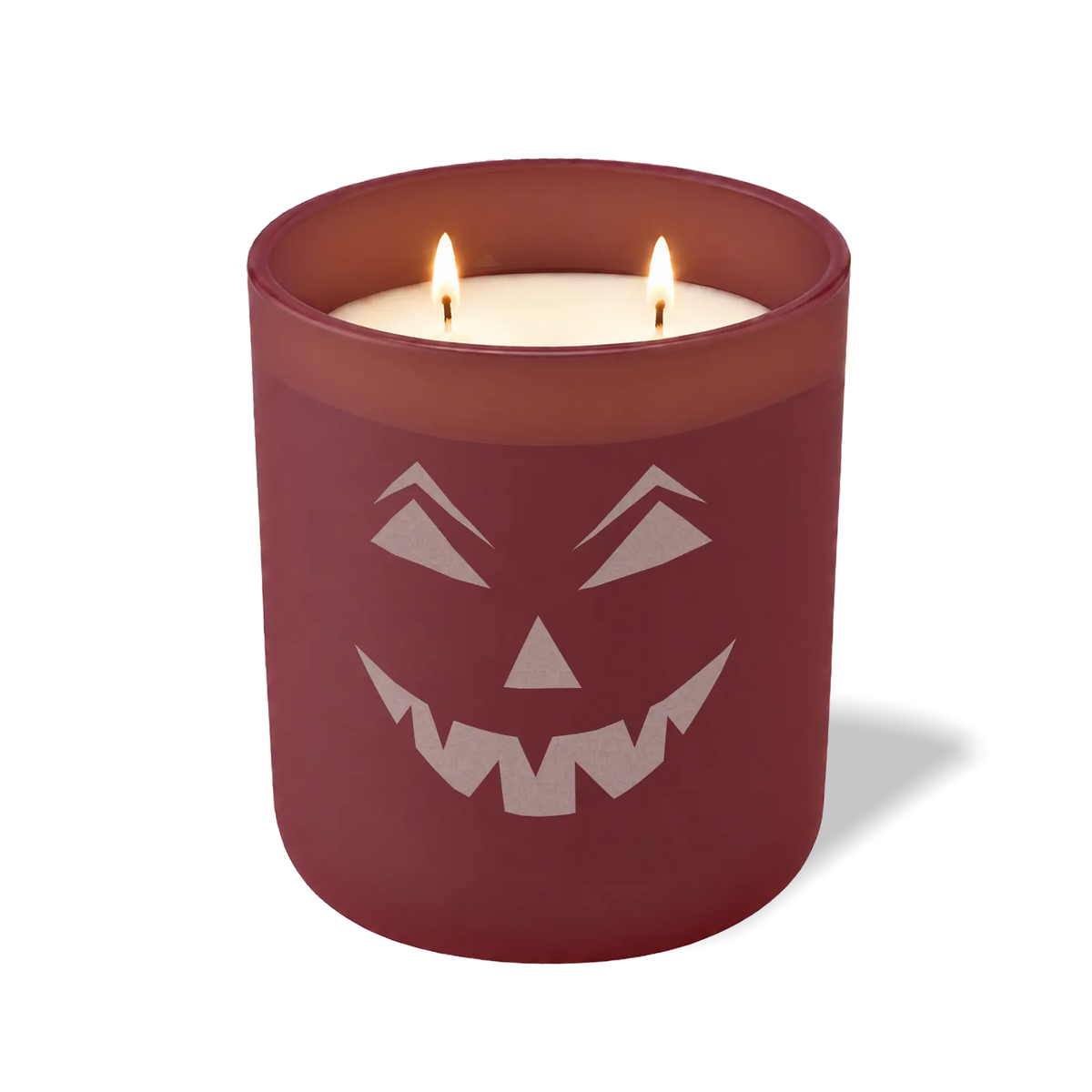 Wild Journey Custom Etched Smirking Jack Pumpkin Face 12 oz Studio Series Candle in Burgundy