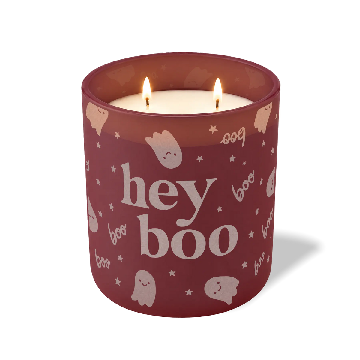 Wild Journey Custom Etched Hey Boo 12 oz Studio Series Candle in Burgundy