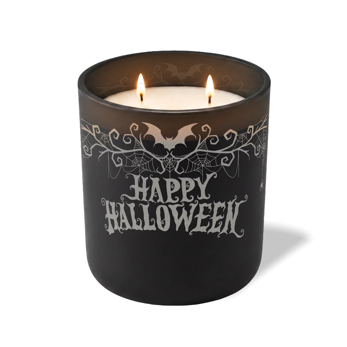 Wild Journey Custom Etched Happy Halloween Cobweb Crest 12 oz Studio Series Candle in Black
