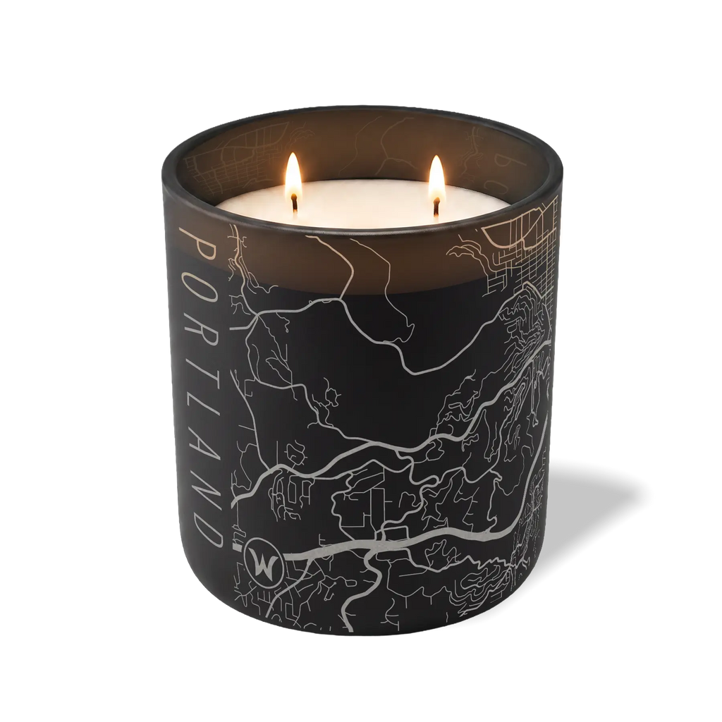 Wild Journey Custom Etched Portland Map 12 oz Studio Series Candle in Black
