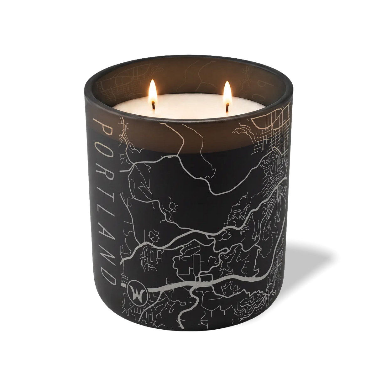 Wild Journey Custom Etched Portland Map 12 oz Studio Series Candle in Black