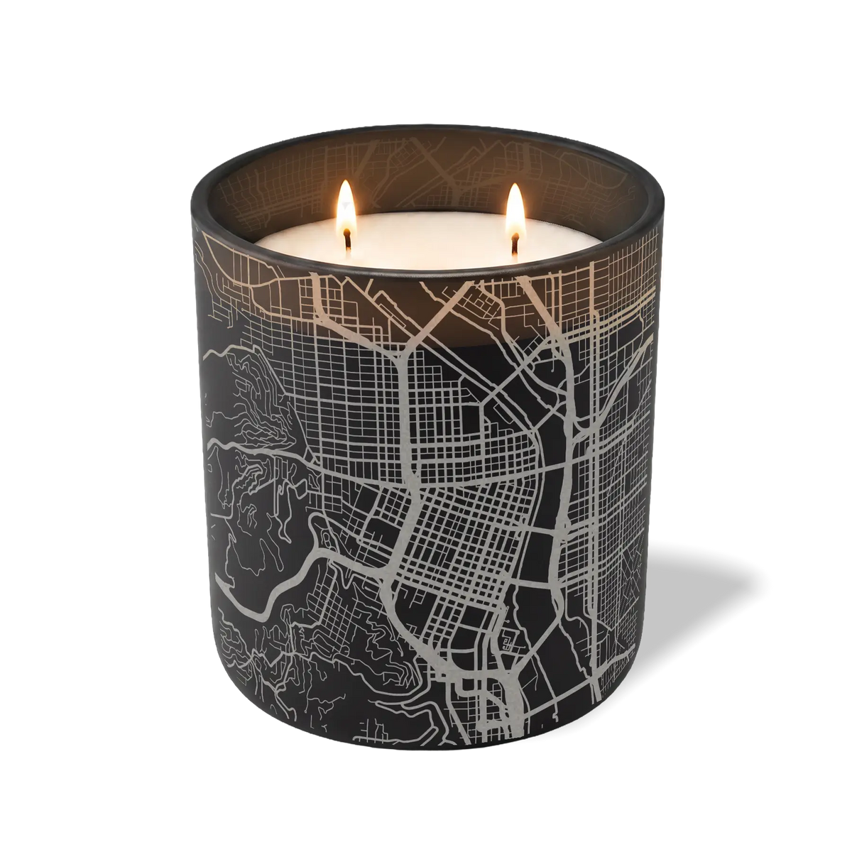 Wild Journey Custom Etched Portland Map 12 oz Studio Series Candle in Black